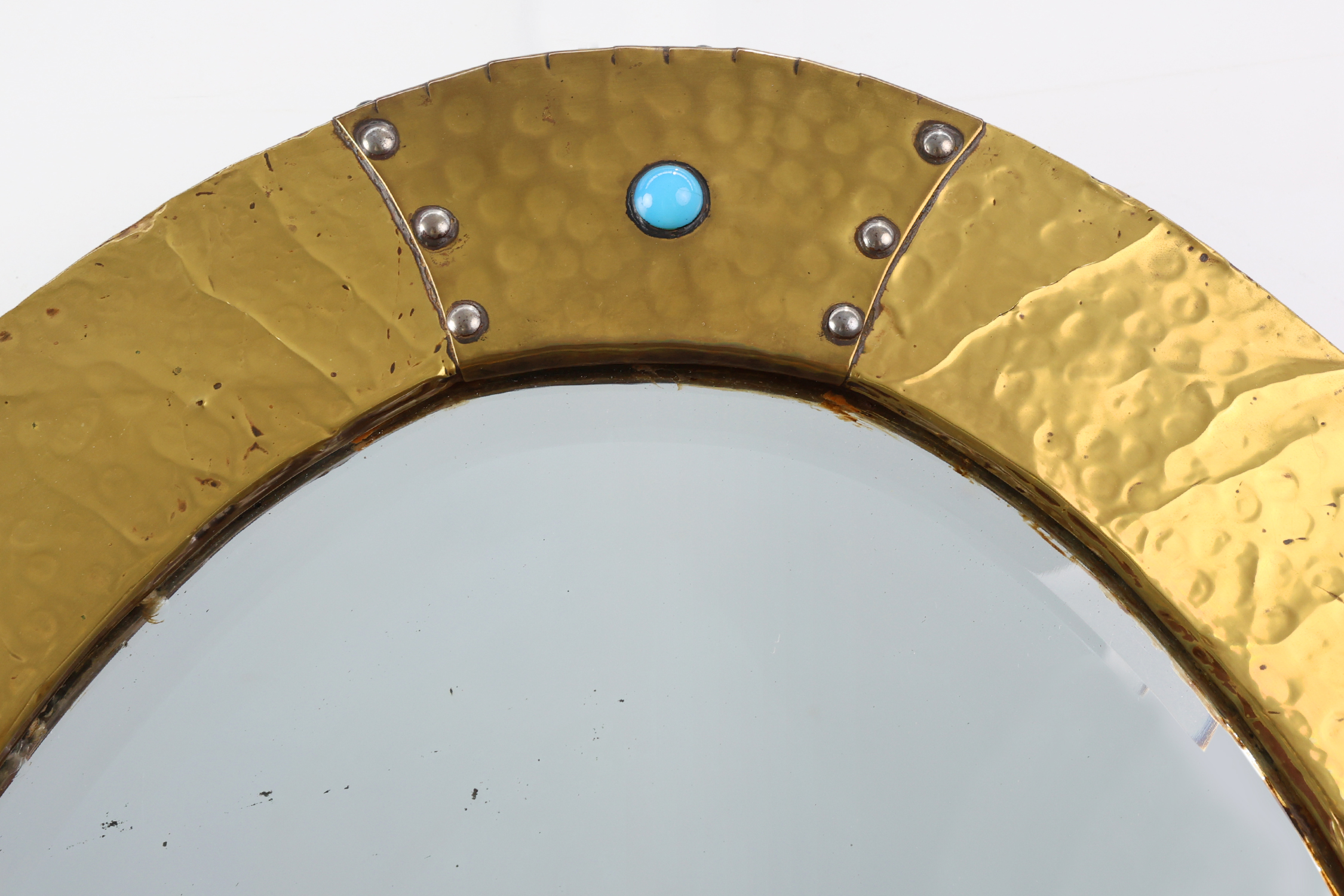 Arts & Crafts Copper Oval Mirror, France ca. 1905thumbnail